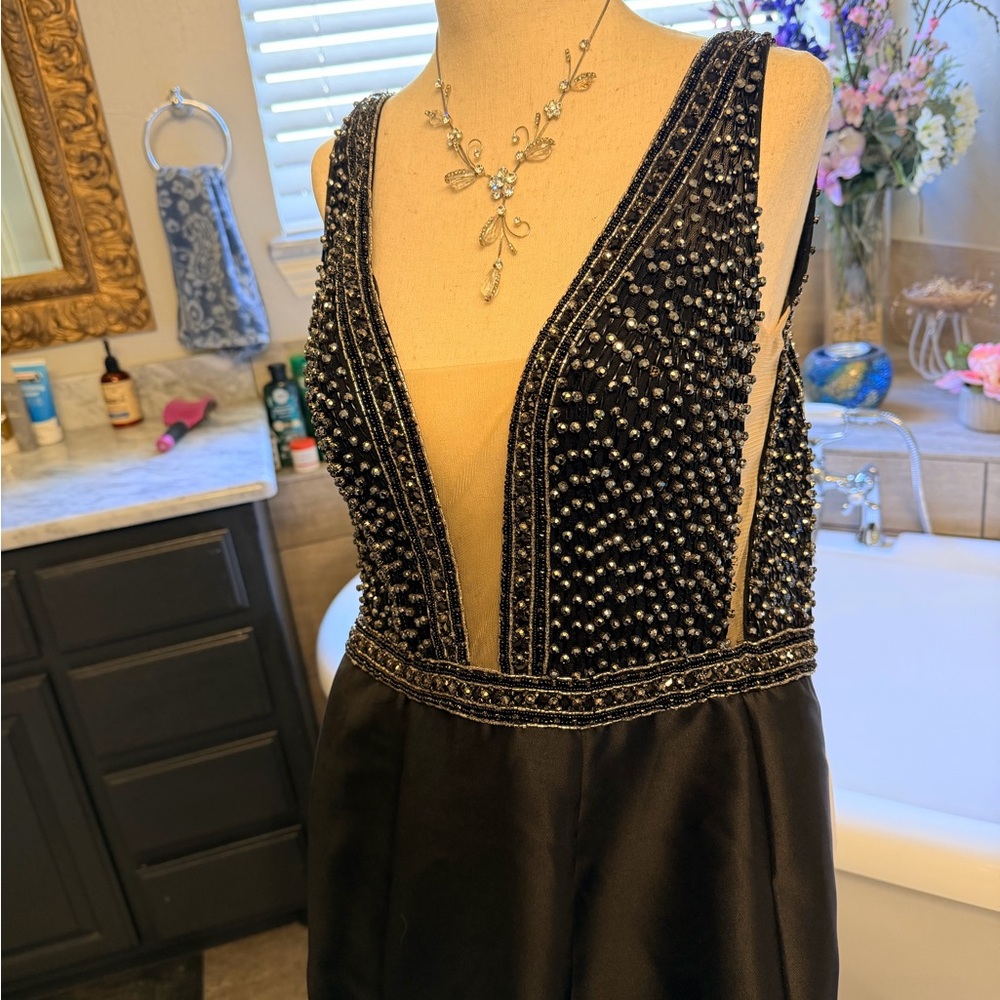 Vienna Prom Black Gown with Beaded Bodice - Picture 7 of 12